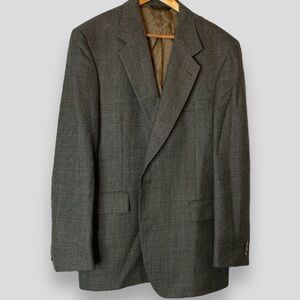 Jack English Size 44L Men's Brown Tweed Sports Coat Blazer Plaid